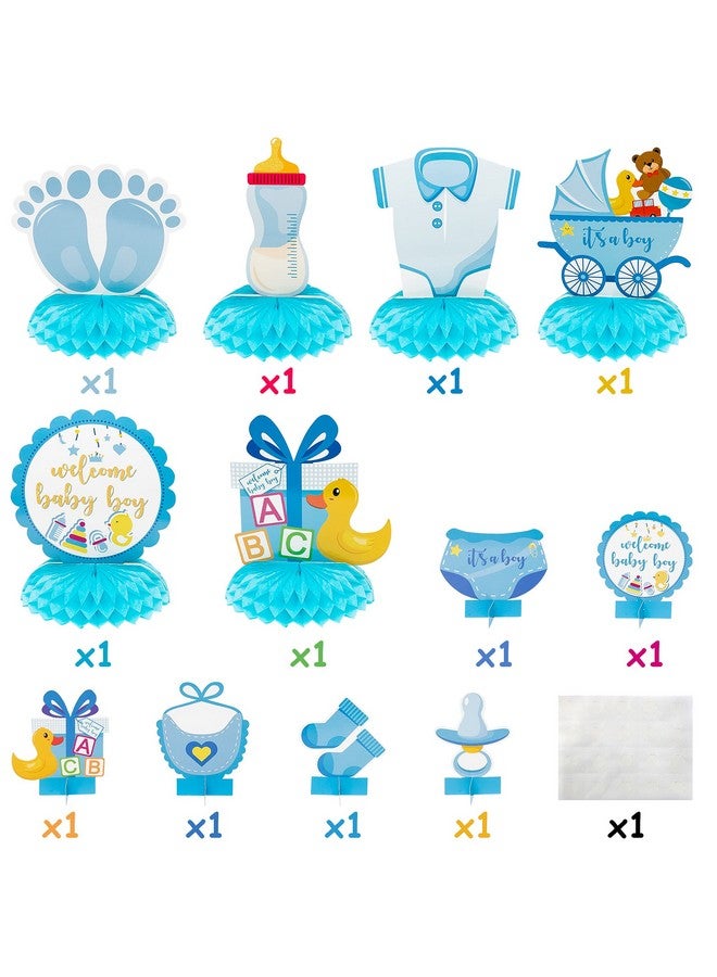 OSNIE 12Pcs It'S A Boy Baby Shower Themed Honeycomb Centerpieces Table Topper For Baby Boys Welcome Baby Boy Cutouts Gender Reveal Party Decorations Infant Baby Party Favors Photo Booth Props (Blue) - Image 3