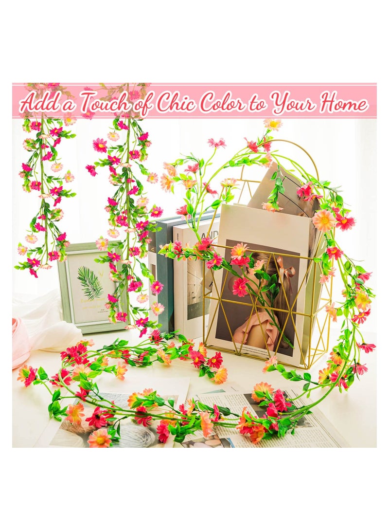 2 Pack Spring Flower Garland 13.6 Ft Silky Artificial Pink with Daisy and Vine Floral Decoration for Room Wall Themed Party Wedding Supplies - Image 5