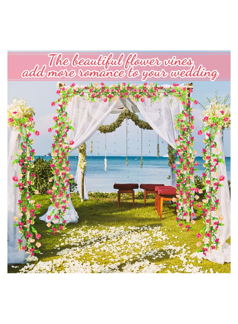 2 Pack Spring Flower Garland 13.6 Ft Silky Artificial Pink with Daisy and Vine Floral Decoration for Room Wall Themed Party Wedding Supplies - Image 3