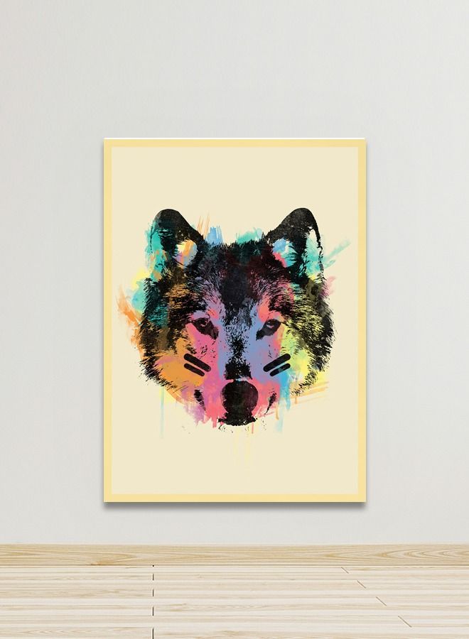 ماركتنا لوحة جدارية قماشية فنية لتزيين الحائط بتصميم حيوان  مع برواز ذهبي مجوف مقاس120X80سم قطعة واحدة - Image 1