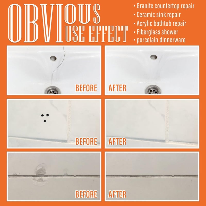 Ankita Porcelain Repair Kit White, High-Gloss Chipped Sink & Tile Repair Kit to Quickly Fix Sinks Chips and Tile Cracks with High Bond Strength, Porcelain Sink Repair Kit for Tub, Tiles, Sinks and Toilet - Image 4
