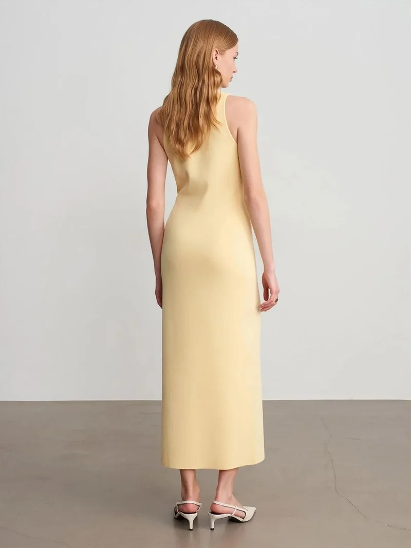 ديلفين DILVIN Sleeveless Ribbed Bodycon Midi Dress