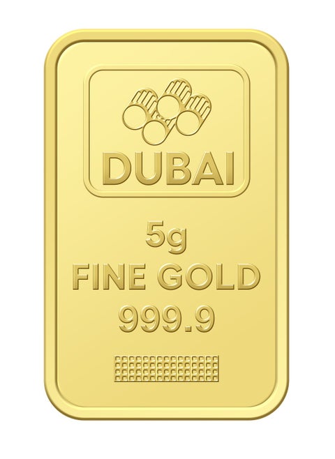Dubai 5g Pure 999.9 Fine Gold Bar 24KT - 5 Grams