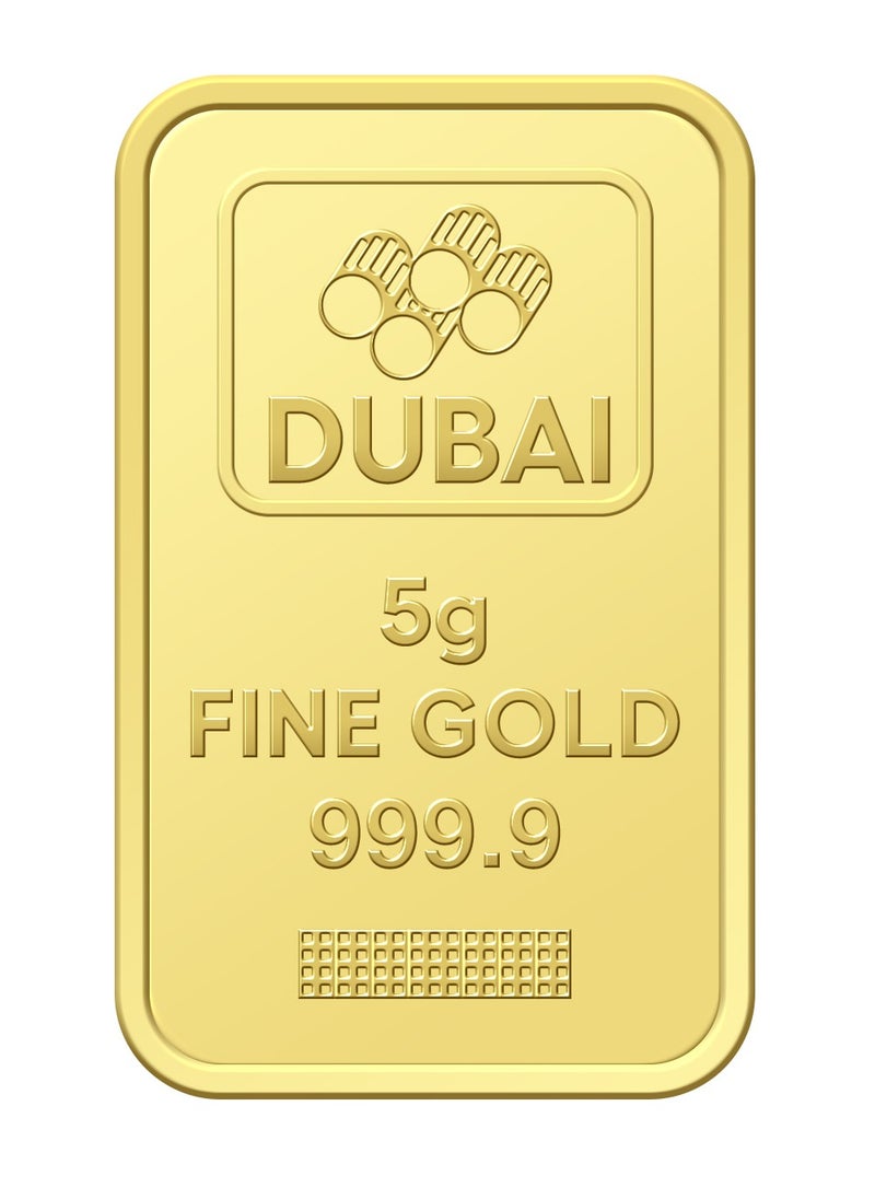 FK Jewellers Dubai 5g Pure 999.9 Fine Gold Bar 24KT - 5 Grams  - Image 1