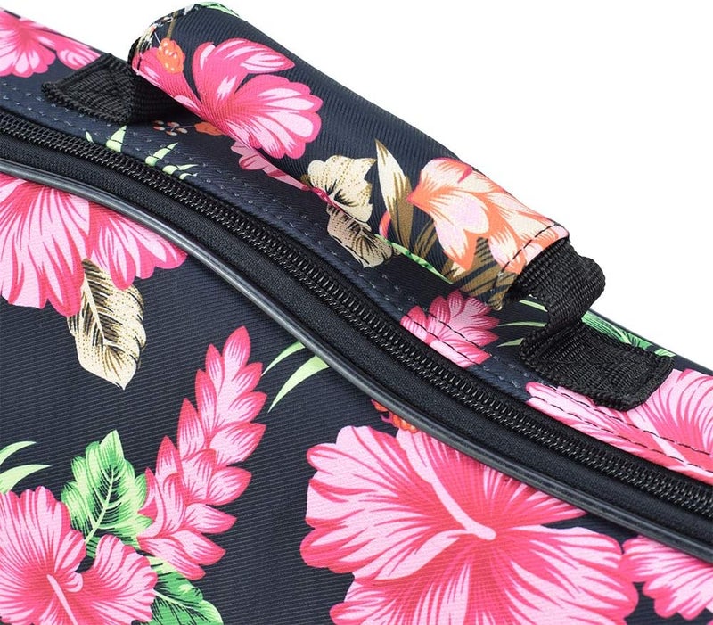 CLOUDMUSIC Ukulele Case Gig Bag Padded Backpack For Concert 23" Inch(Concert, Hawaii Hibiscus And Palm In Black) - Image 5