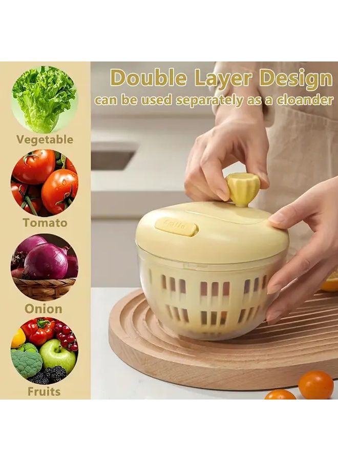 Yellow Heavy Duty Manual Fruit And Vegetable Spinner Saladwasher With Non Slip Base - Image 1
