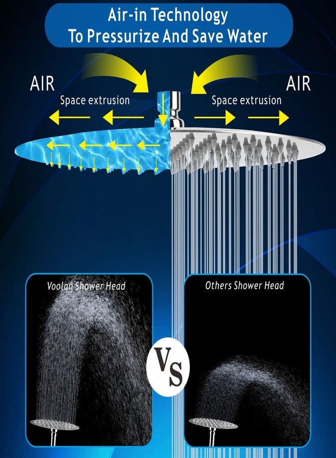 Voolan Rain Shower Head, High Flow Large Rainfall Showerhead Made of All Metal Stainless Steel, Waterfall Body Covering, Universal Wall and Ceiling Mount (12 Inch, Chrome) - Image 4