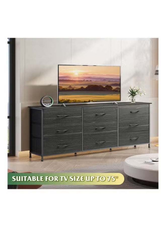 زي سي إم - هابي نموذج تلفزيون كبير الحجم مزود بـ 9 أدراج للاستخدام الداخلي في غرفة النوم الرئيسية باللون الأسود مقاس 63 بوصة - Image 2