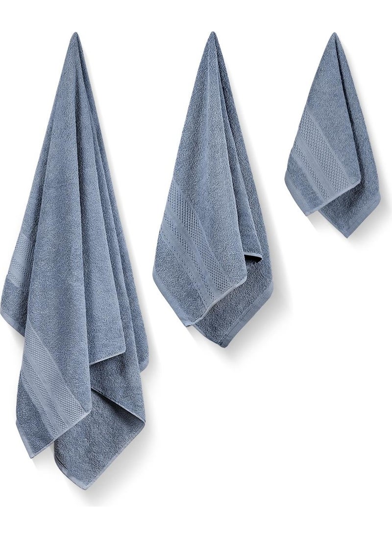 Natural Cotton 3-Piece Bath Towel Set Soft Rare 30 x 50+50 x 90+90 x 150 cm Blue - pzsku/Z1B5C80637C76D2C7B81DZ/45/_/1731025162/f90c9e5a-1ac2-45d0-be5f-1413bb256a3e