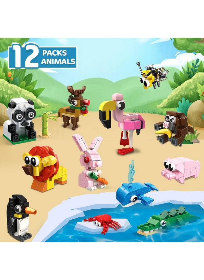 Hogokids HOGOKIDS Party Favors for Kids - 12 Pack Animals Building Blocks Toy for Easter Gifts Goodie Bags Classroom Prizes Stocking Stuffers Building Set Valentines Day Birthday Gift for Boy Girl Ages 6-12+  - Image 2