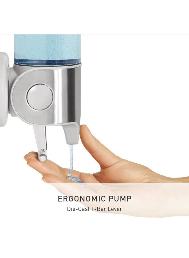 simplehuman Wall Mount Pumps, Stainless Steel, 444 ml - Twin - Image 4