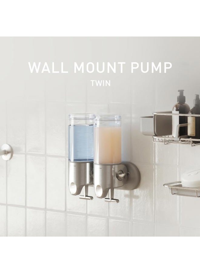 simplehuman Wall Mount Pumps, Stainless Steel, 444 ml - Twin - Image 3