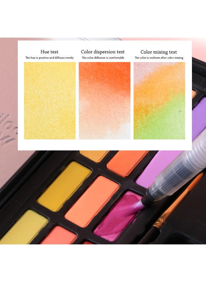 Generic 36 Color Solid Watercolor Paint Set with Brushes, Pencil, Sponge & Paper for Beginners & Artists  - Image 2