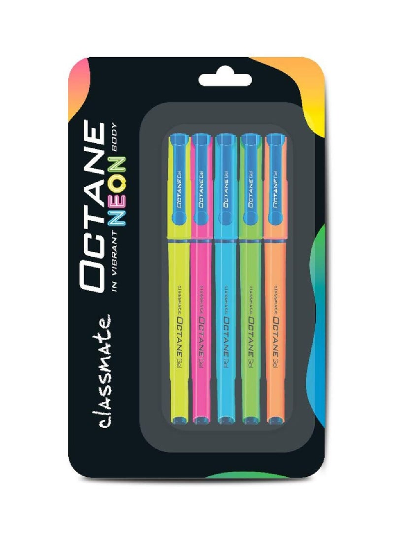 classmate - Classmate Octane Neon Blue Gel Pens Smooth Writing Pen Attractive body color for Boys & Girls Waterproof ink for smudge free writing Preferred by Students for Exam Study at home essential - Image 1