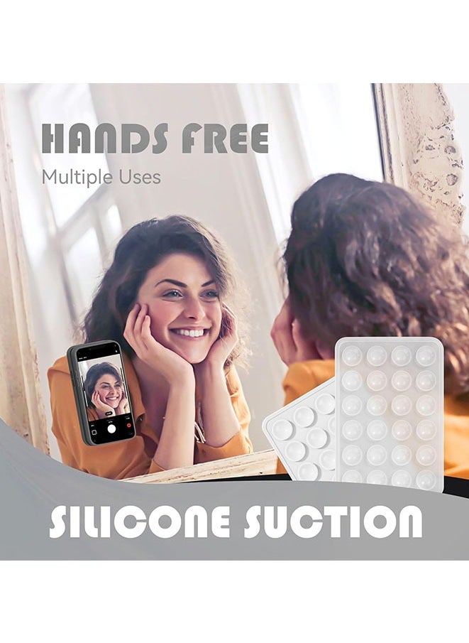 2 Pcs Silicone Phone Sticky Grip, Suction Phone Case Mount for iPhone and Android, Hands-Free Sticky Cell Phone Grip (Transparent)