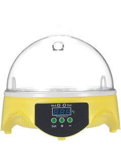 Egg Incubator 7 Eggs Mini Digital Hatcher Transparent Eggs Hatching Machine Automatic Temperature Control for Chicken Duck Bird Eggs AC220V (Yellow)