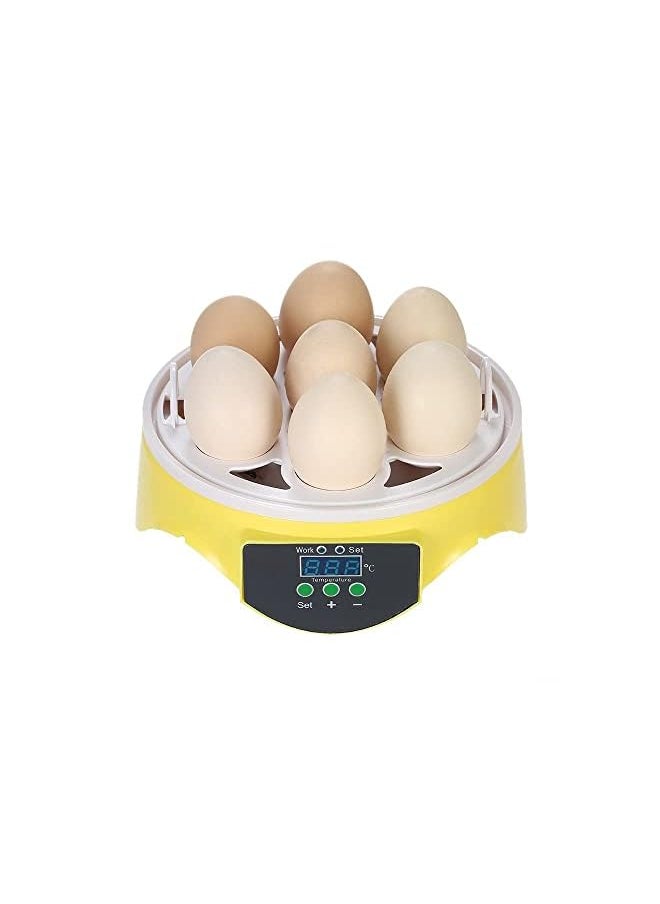 MARGOUN - Egg Incubator 7 Eggs Mini Digital Hatcher Transparent Eggs Hatching Machine Automatic Temperature Control for Chicken Duck Bird Eggs AC220V (Yellow) - Image 1