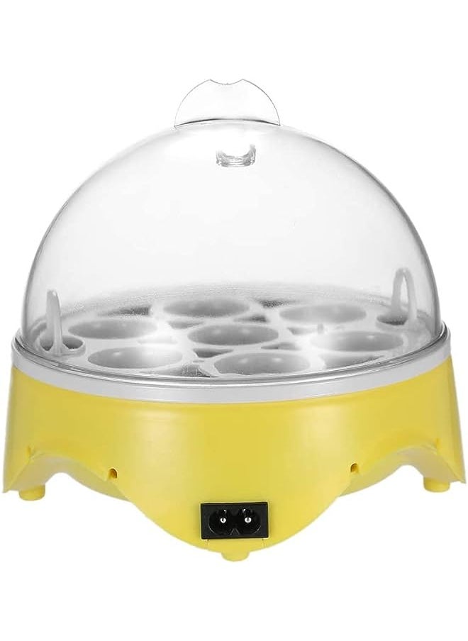 MARGOUN - Egg Incubator 7 Eggs Mini Digital Hatcher Transparent Eggs Hatching Machine Automatic Temperature Control for Chicken Duck Bird Eggs AC220V (Yellow) - Image 1