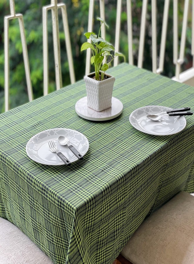 PIXEL HOME DECOR © Cotton Square 4 Seater Centre Table Cover (4.5 ft x 4.5 ft, Green Stripe), Medium - Image 1