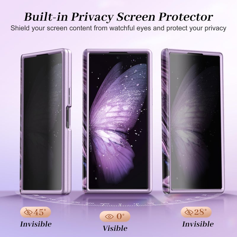 GVIEWIN for Z Fold 7 Case with Privacy Screen Protector [Compatible with Magsafe][Built-in Kickstand] Magnetic Full-Body Hinge Protection Slim Phone Case for Samsung Galaxy Z Fold 7, Quicksand/Purple - Image 2