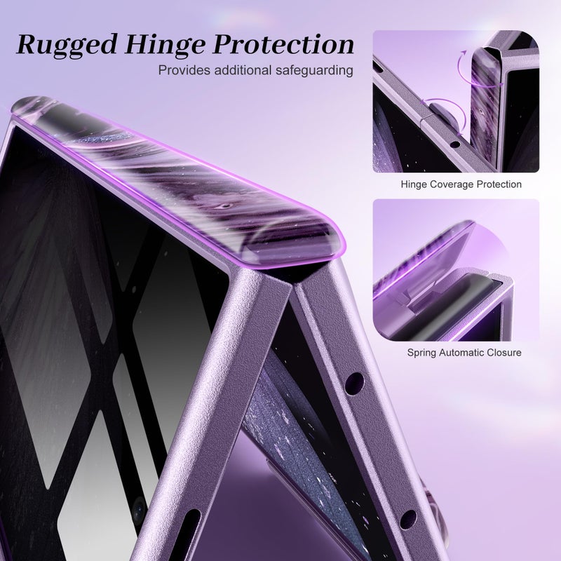 GVIEWIN for Z Fold 7 Case with Privacy Screen Protector [Compatible with Magsafe][Built-in Kickstand] Magnetic Full-Body Hinge Protection Slim Phone Case for Samsung Galaxy Z Fold 7, Quicksand/Purple - Image 3