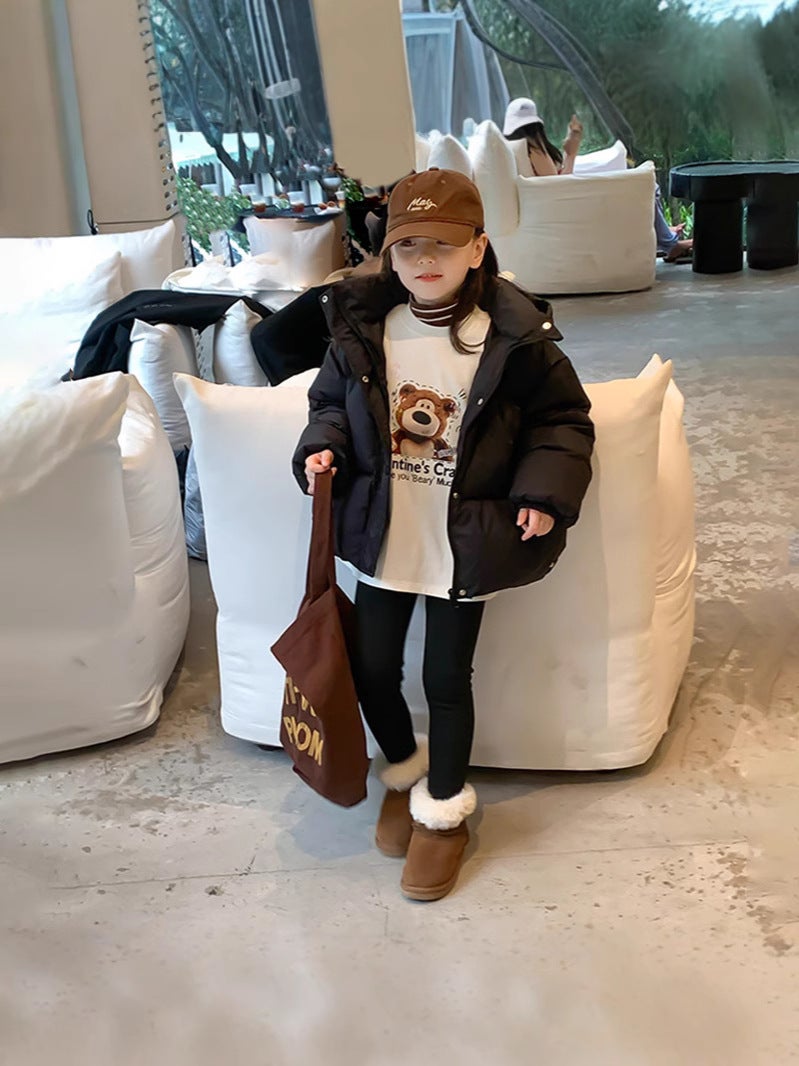 Girls' Fleece-Lined Leggings New Children'S Pants Thickened Warm Slim Pants For Older Children Trendy Outerwear - Image 3