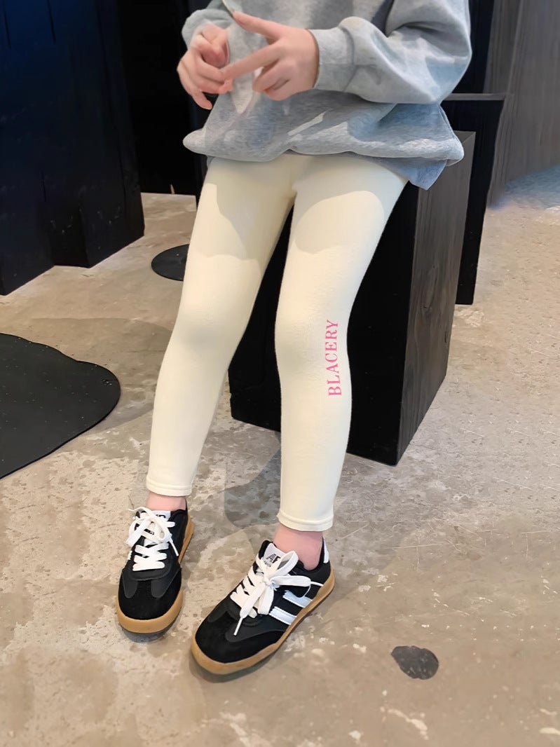 Girls' Fleece-Lined Leggings New Children'S Pants Thickened Warm Slim Pants For Older Children Trendy Outerwear - Image 5