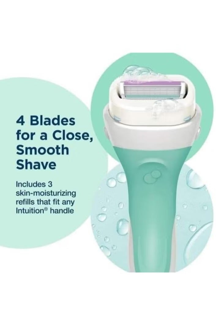 schick Intuition Sensitive Care Razor for Women With 2 Moisturizing Replaceable Razor Blades +Razors - Image 5