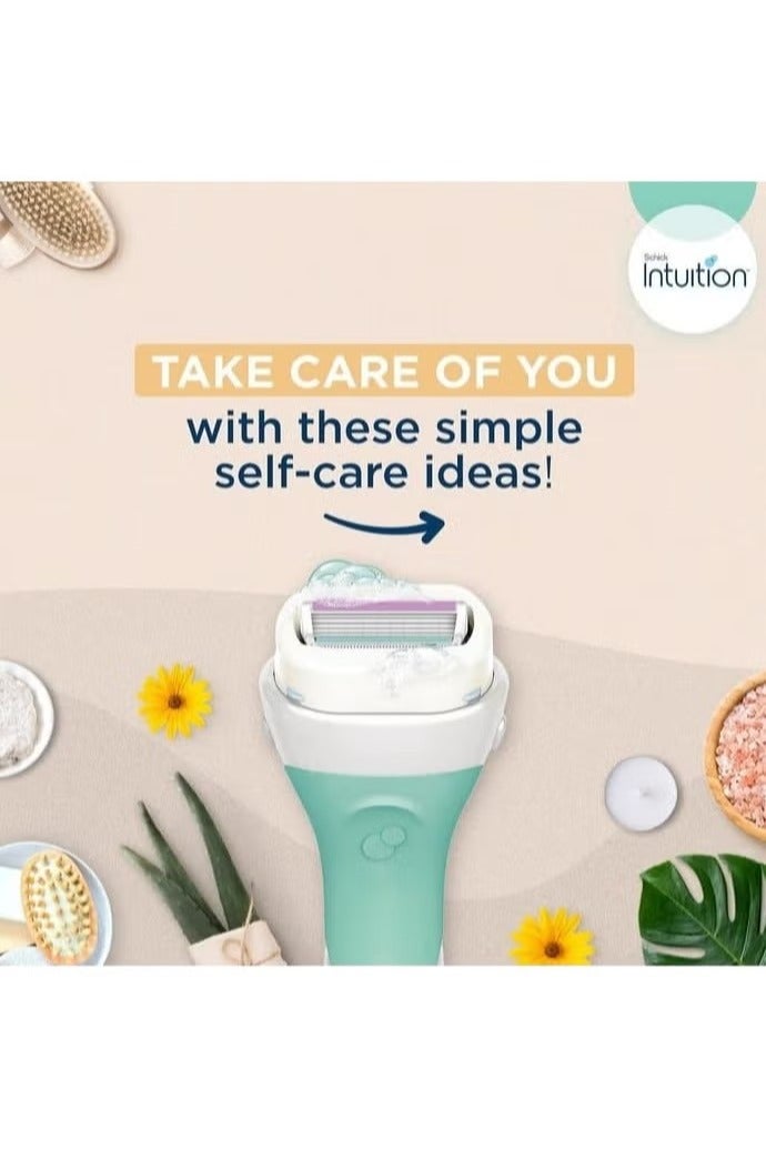 schick Intuition Sensitive Care Razor for Women With 2 Moisturizing Replaceable Razor Blades +Razors - Image 4