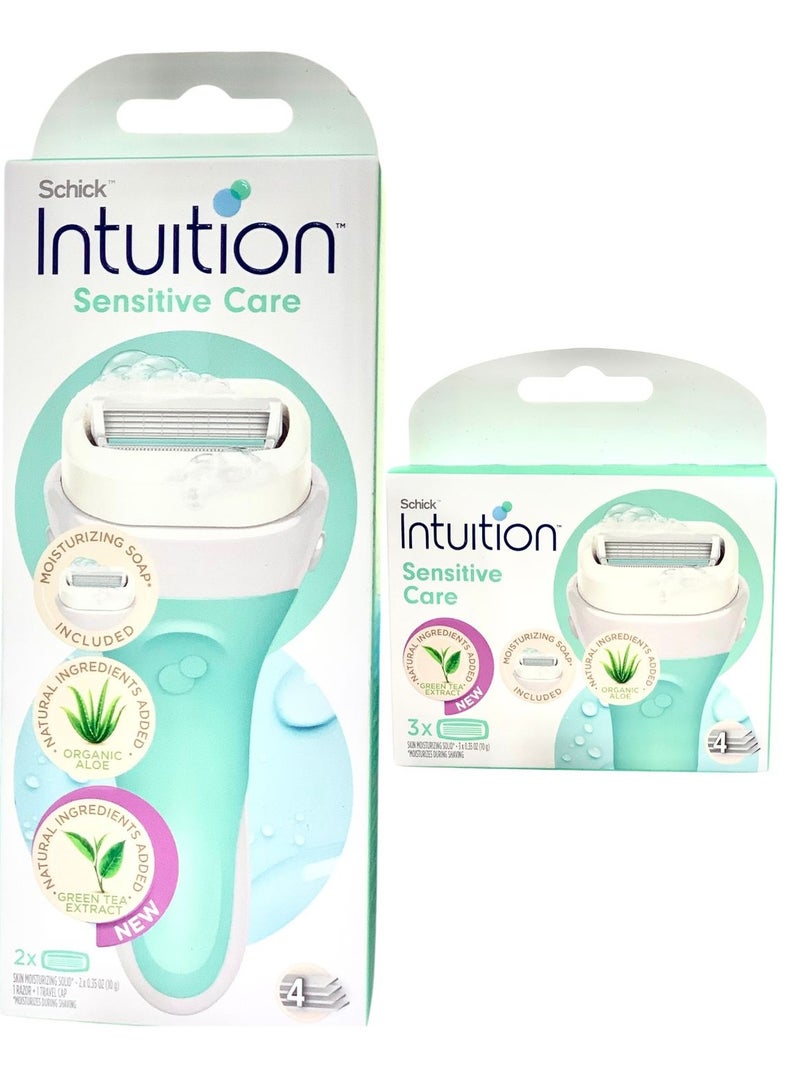 schick Intuition Sensitive Care Razor for Women With 2 Moisturizing Replaceable Razor Blades +Razors - Image 1