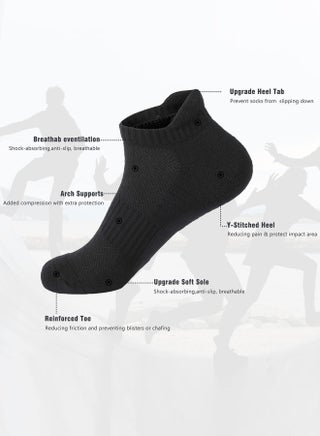 Performance Men's Athletic Socks (5-Pack) - Pure Black - Low Cut, Ultra-Comfort Cushioned, Breathable & Sweat-Wicking, Odor-Resistant - Ideal for Active Lifestyles & Sports - view 2