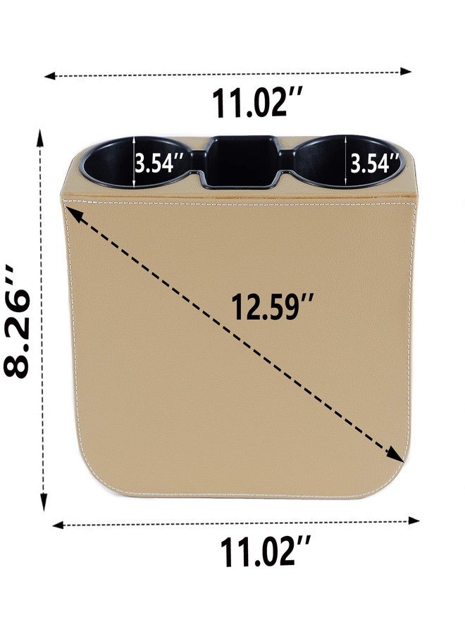 IOKONE Coin Side Pocket Console Side Pocket Leather Cover Car Cup Holder Auto Front Seat Organizer Cell Mobile Phone Holder (Beige) - Image 4