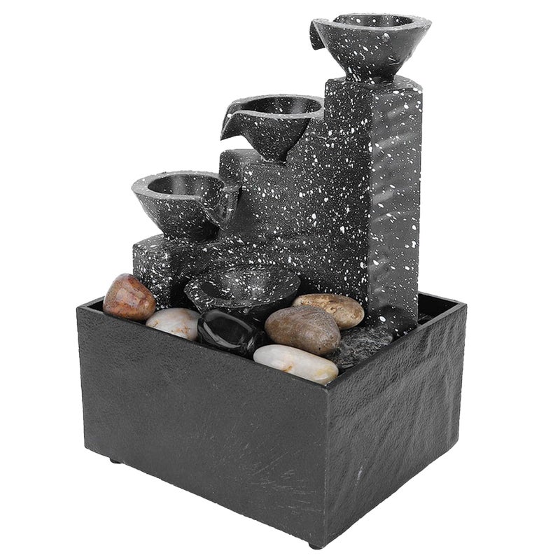 USB Desktop Water Fountain With LED Lights Natural Stones Plug In Or Battery Powered Home Office Decor - Image 3