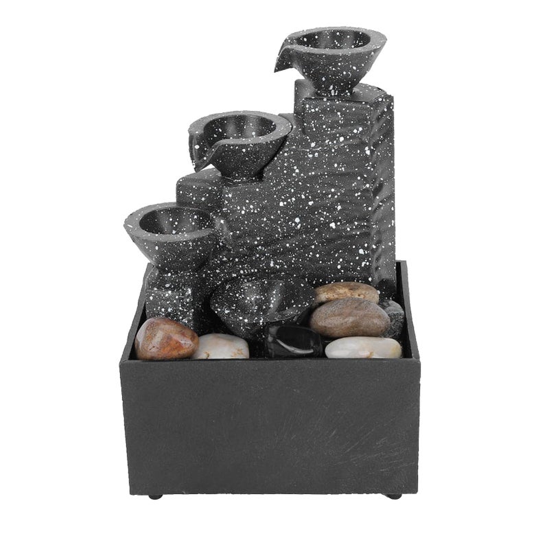USB Desktop Water Fountain With LED Lights Natural Stones Plug In Or Battery Powered Home Office Decor - Image 5