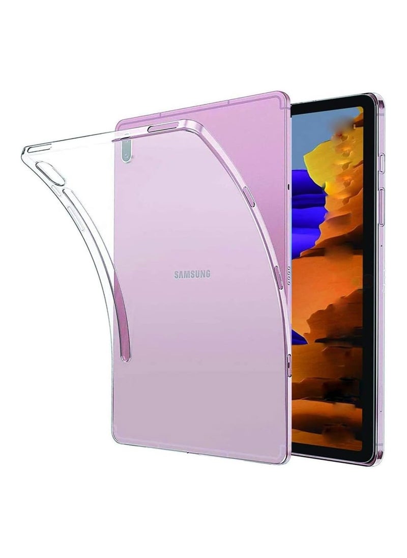 ELMO3EZZ Clear Case for Samsung Galaxy Tab S7 Plus 12.4 inch 2020 / Galaxy Tab S7 FE 12.4 inch 2021, TPU Crystal Clear Soft Shell Back Case Cover Transparent
