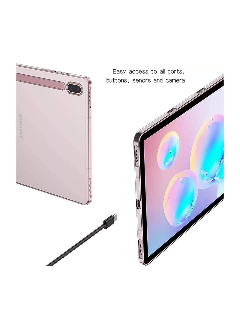 ELMO3EZZ Clear Case for Samsung Galaxy Tab S7 Plus 12.4 inch 2020 / Galaxy Tab S7 FE 12.4 inch 2021, TPU Crystal Clear Soft Shell Back Case Cover Transparent