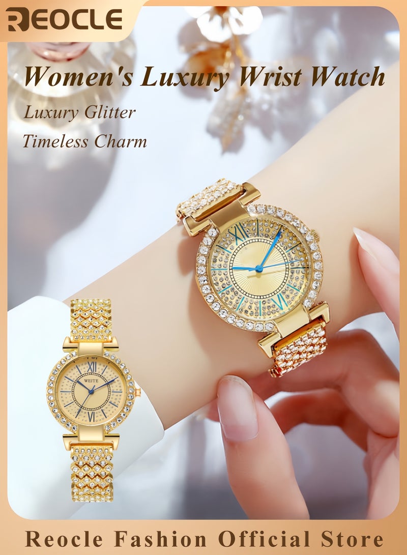 REOCLE Women's Luxury Wrist Watch Fashion Giltter Sparkle Bling Designed Quartz Precision with Roman Digital Dia for Women  - Image 1