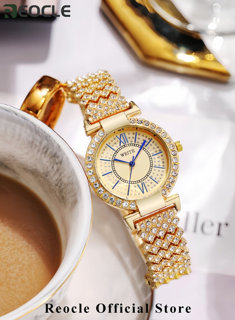 REOCLE Women's Luxury Wrist Watch Fashion Giltter Sparkle Bling Designed Quartz Precision with Roman Digital Dia for Women  - Image 2