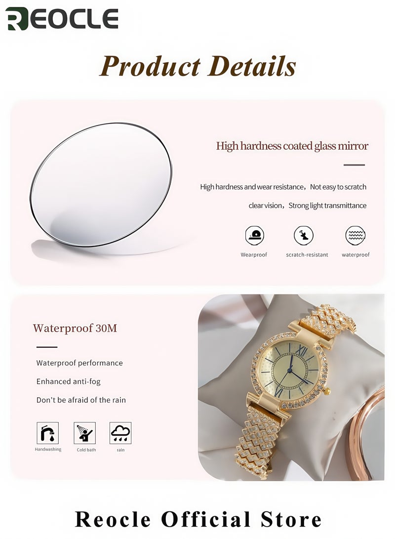 REOCLE Women's Luxury Wrist Watch Fashion Giltter Sparkle Bling Designed Quartz Precision with Roman Digital Dia for Women  - Image 5