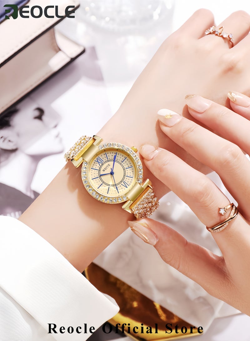 REOCLE Women's Luxury Wrist Watch Fashion Giltter Sparkle Bling Designed Quartz Precision with Roman Digital Dia for Women  - Image 3