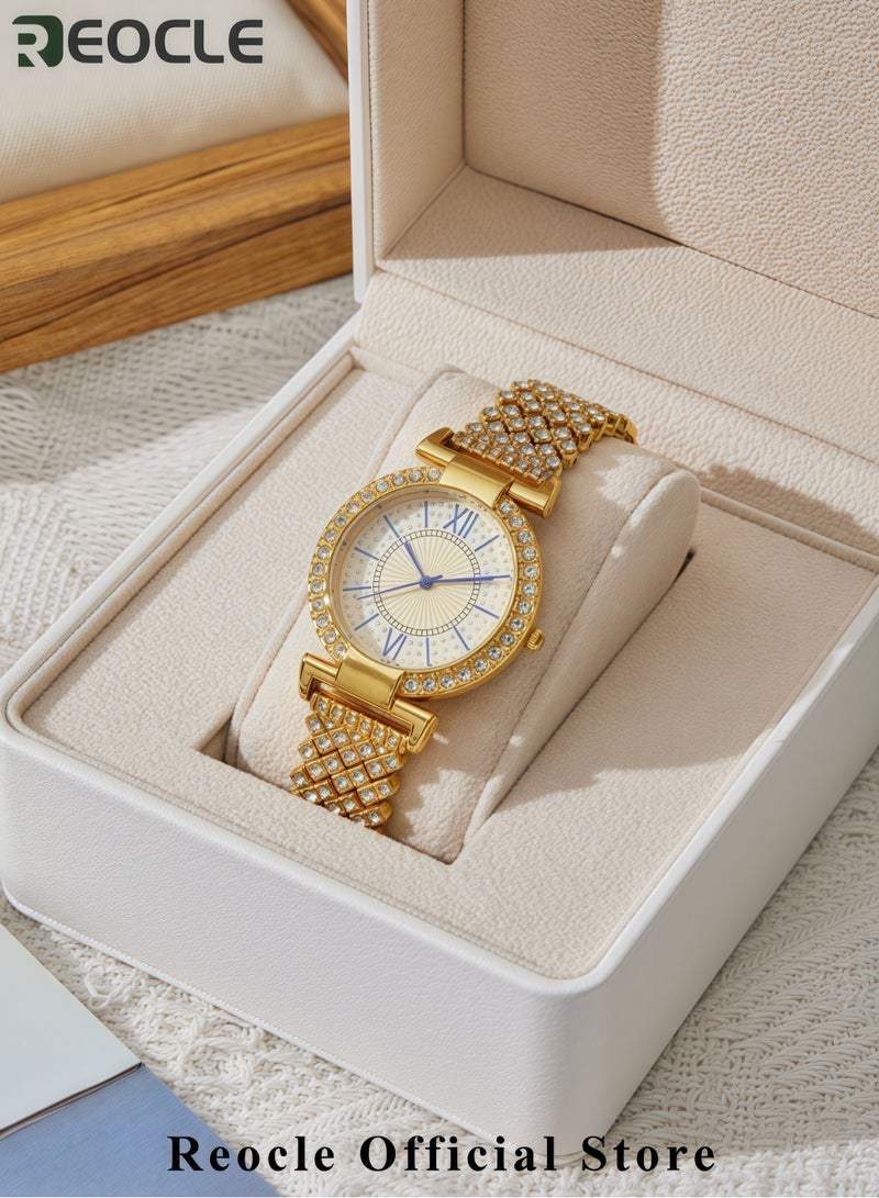REOCLE Women's Luxury Wrist Watch Fashion Giltter Sparkle Bling Designed Quartz Precision with Roman Digital Dia for Women  - Image 4