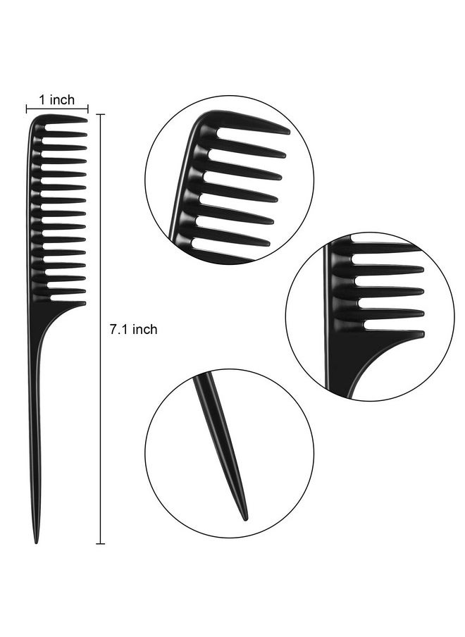 Leinuosen 3 Pack Wide Tooth Tail Combs, Black Carbon Comb Fiber Teasing Salon Back Combs Styling Comb Anti Static Heat Resistant Hair Comb, Suitable For All Kinds Of Hair.  - Image 2