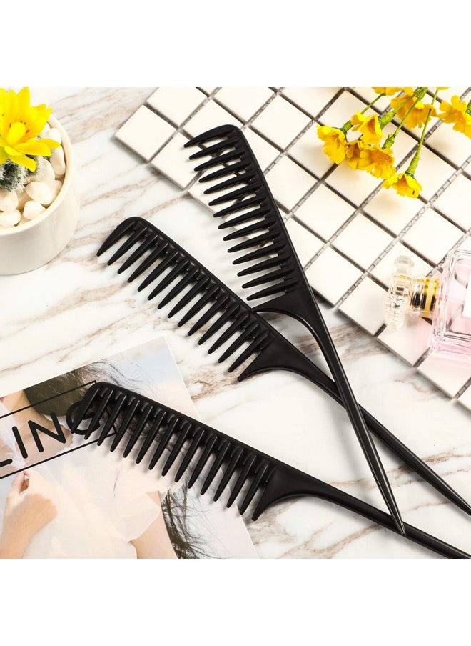 Leinuosen 3 Pack Wide Tooth Tail Combs, Black Carbon Comb Fiber Teasing Salon Back Combs Styling Comb Anti Static Heat Resistant Hair Comb, Suitable For All Kinds Of Hair.  - Image 1