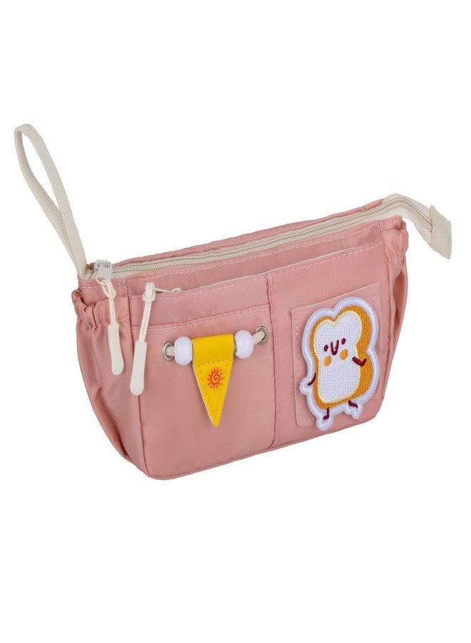 LSARIMO Pencil Pouch - Sun Edition Large Capacity Multi-Pocket Pencil Pouch with Zipper and Side Pocket | Cartoon Stationery Organizer Bag for School, College & Office Supplies (Pink) - Image 1