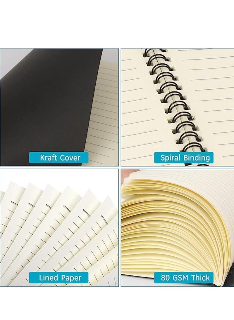 Tanyaz - 4Pack Of A5 Spiral Notebooks, Regular Diary Notebooks, Soft Cover Notebooks, 50 Sheets, 100 Pages, Lined Paper, 5 Inches X 8 Inches, Suitable For Office And School Supplies - Image 1