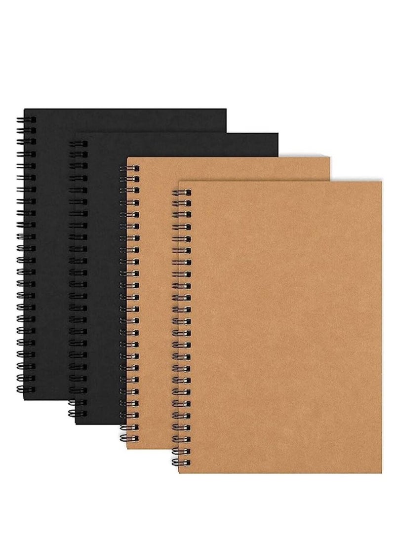 Tanyaz - 4Pack Of A5 Spiral Notebooks, Regular Diary Notebooks, Soft Cover Notebooks, 50 Sheets, 100 Pages, Lined Paper, 5 Inches X 8 Inches, Suitable For Office And School Supplies - Image 1