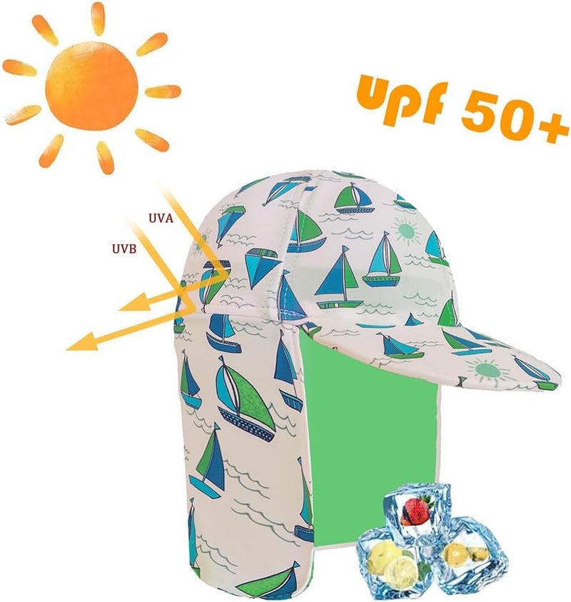 Gifts Treat Kids Legionnaires Hat, UPF 50+ Sun Protection Swim Cap Flap Hat for Kids, Quick Drying Boys Sun Hat with Neck Protection for Beach Seaside Pool… - Image 2