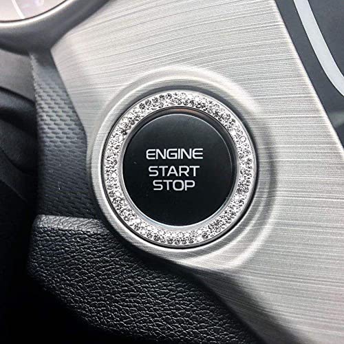 ToBeQueen Bling Diamond Push Start Button Cover Ring, Interior Crystal Rhinestone Bling Starter Ring Emblem Sticker, Bling Car Accessories for Women, White - Image 5