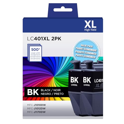 osir LC401XL Black Ink Cartridges Compatible for Brother LC401 LC401XL High Yield Work with Brother MFC-J1012DW MFC-J1170DW MFC-J1010DW Printer (2 Black) - Image 1