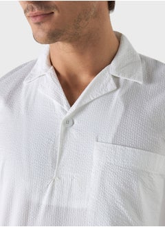 Iconic Iconic Textured Camp Collar Shirt with Short Sleev  - Image 3